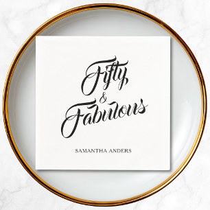 Fifty and Fabulous Name 50th Birthday Party Napkin