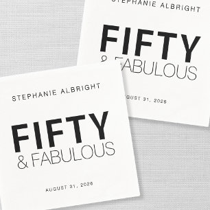 Fifty and Fabulous Name Date 50th Birthday Party Napkin