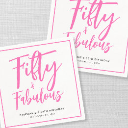 Fifty and Fabulous Name Date 50th Birthday Party Napkin