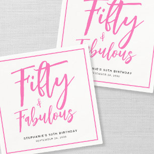Fifty and Fabulous Name Date 50th Birthday Party Napkin