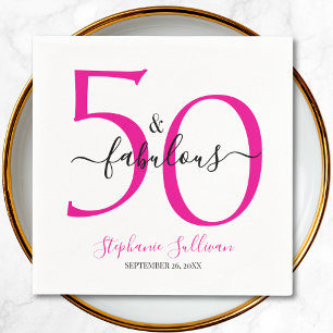 Fifty and Fabulous Name Date 50th Birthday Party Napkin