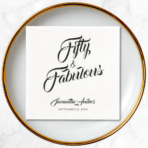 Fifty and Fabulous Name Date 50th Birthday Party Napkin