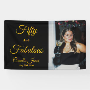 Fifty and Fabulous Photo 50th Birthday Party Banner
