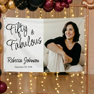 Fifty and Fabulous Photo 50th Birthday Party Banner