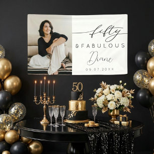 Fifty and Fabulous Photo 50th Birthday Party Banner