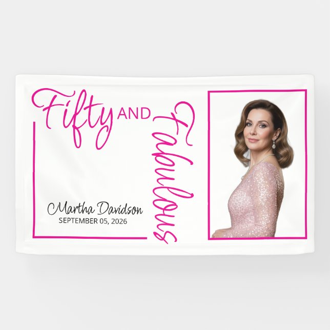 Fifty and Fabulous Photo 50th Birthday Party Banner (Horizontal)