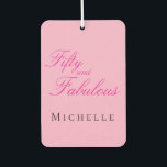 Fifty and Fabulous Photo 50th Birthday Party Car Air Freshener<br><div class="desc">Modern Minimal Fifty and Fabulous black photo 50th birthday party poster sign that you can personalize for your fiftieth birthday party celebration. The words "Fifty and Fabulous" are set using trending bold font typography.</div>