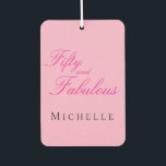 Fifty and Fabulous Photo 50th Birthday Party Car Air Freshener<br><div class="desc">Modern Minimal Fifty and Fabulous black photo 50th birthday party poster sign that you can personalize for your fiftieth birthday party celebration. The words "Fifty and Fabulous" are set using trending bold font typography.</div>