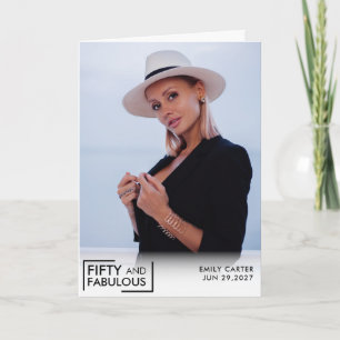 Fifty and Fabulous Photo 50th Birthday Party Card