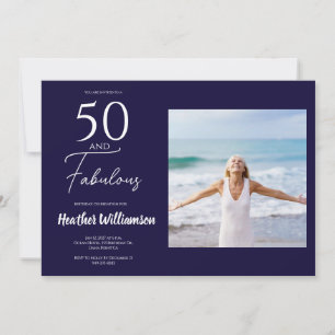 Fifty and Fabulous Photo 50th Birthday Party  Invi Invitation