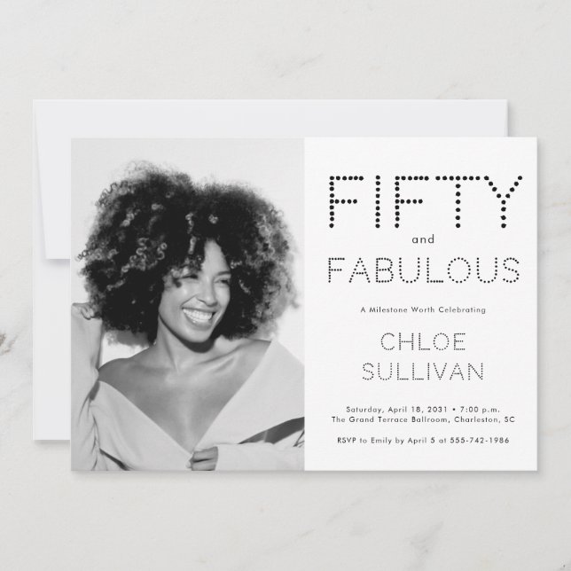 Fifty and Fabulous Photo 50th Birthday Party Invitation (Front)