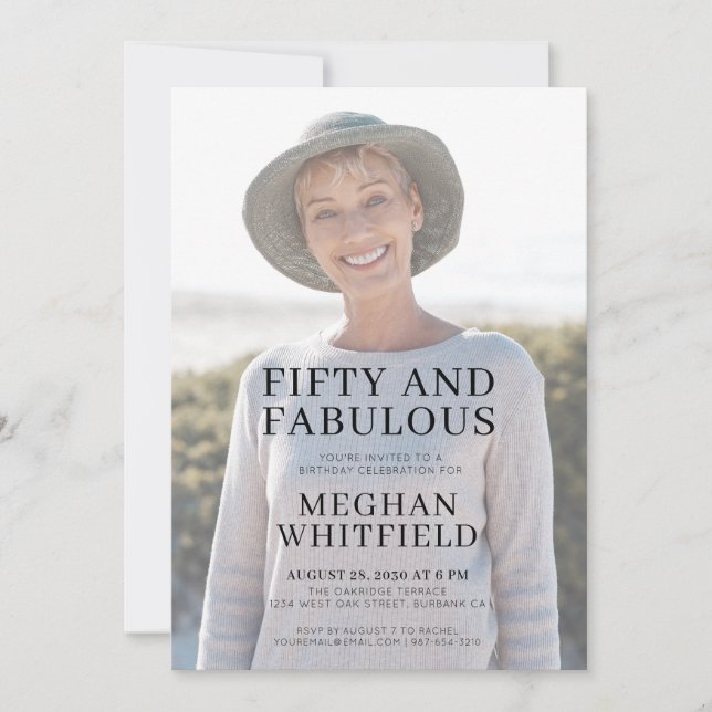 Fifty and Fabulous Photo 50th Birthday Party Invitation (Front)