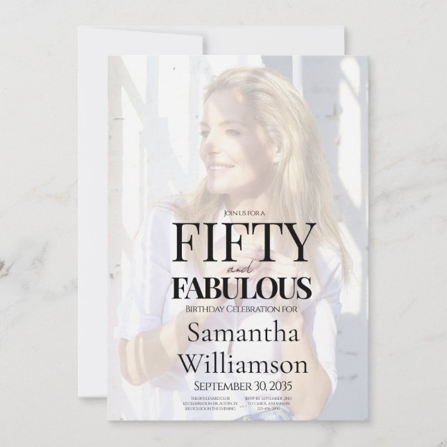 Fifty and Fabulous Photo 50th Birthday Party Invitation (Front)