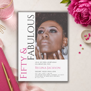 Fifty And Fabulous Photo 50th Birthday Party Invitation