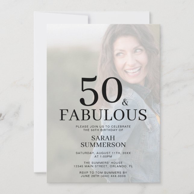 Fifty and Fabulous Photo 50th Birthday Party Invitation (Front)