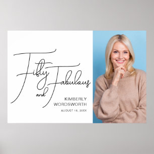 Fifty and Fabulous Photo 50th Birthday Party Poster