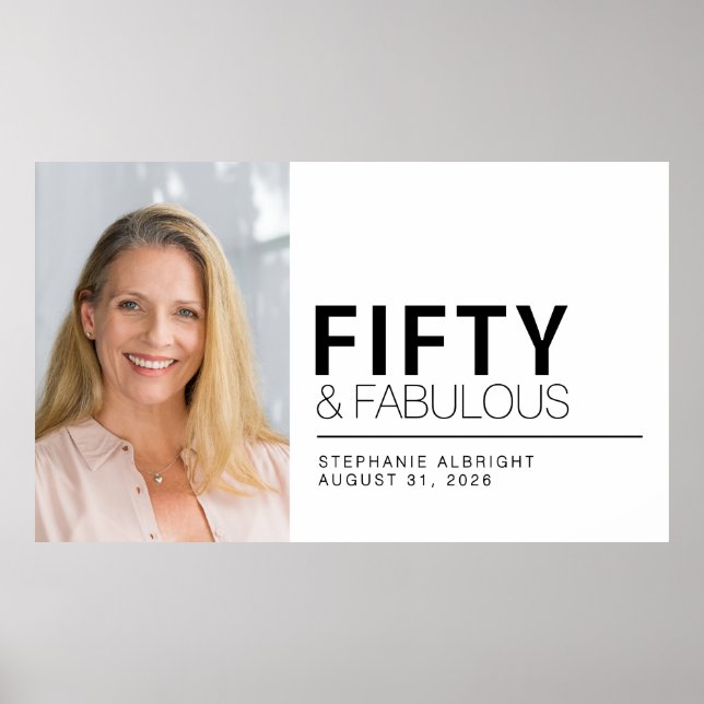 Fifty and Fabulous Photo 50th Birthday Party Poster (Front)