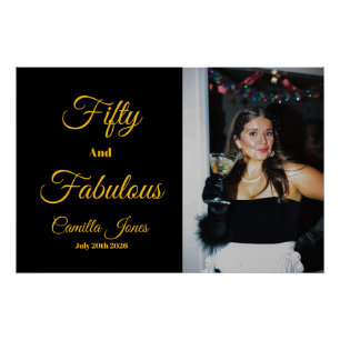 Fifty and Fabulous Photo 50th Birthday Party Poster