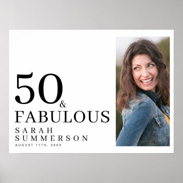 Fifty and Fabulous Photo 50th Birthday Party Poster (Front)