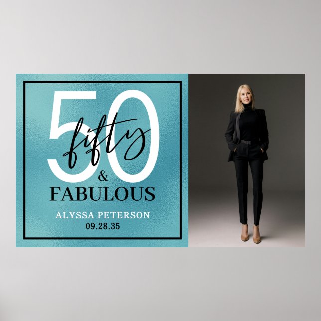 Fifty and Fabulous Photo 50th Birthday Party Poster (Front)