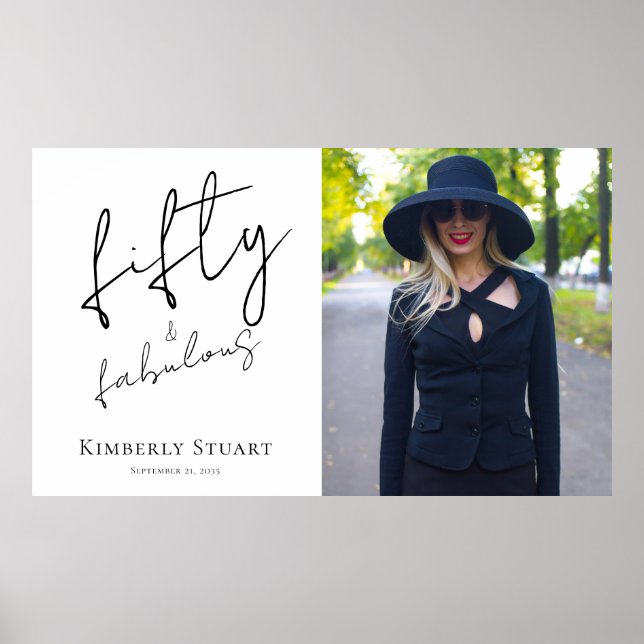 Fifty and Fabulous Photo 50th Birthday Party  Poster (Front)