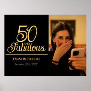 Fifty and Fabulous Photo 50th Birthday Party Poster