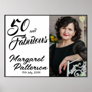 Fifty and Fabulous Photo 50th Birthday Party Poster