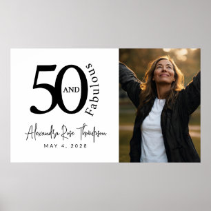 Fifty and Fabulous Photo 50th Birthday Party  Poster
