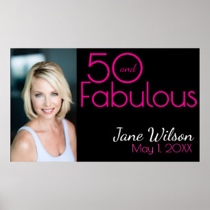 Fifty and Fabulous Photo 50th Birthday Party  Poster