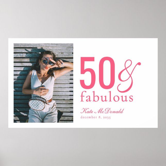 Fifty and Fabulous Photo 50th Birthday Party Poster (Front)