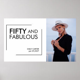 Fifty and Fabulous Photo 50th Birthday Party  Poster