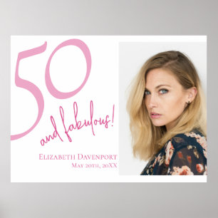 Fifty and Fabulous Photo 50th Birthday Party Poster