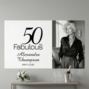 Fifty and Fabulous Photo 50th Birthday Party Poster