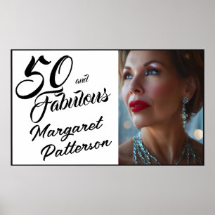 Fifty and Fabulous Photo 50th Birthday Party Poster