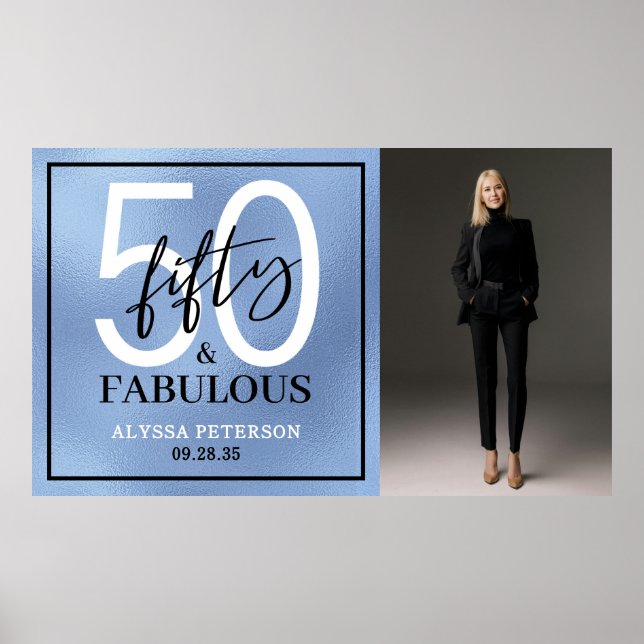 Fifty and Fabulous Photo 50th Birthday Party Poster (Front)