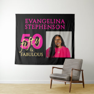 Fifty and Fabulous Photo 50th Birthday Tapestry