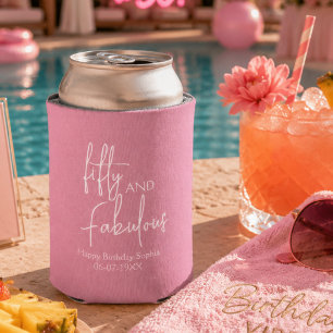 Fifty and Fabulous Photo Pink 50th Birthday Party Can Cooler