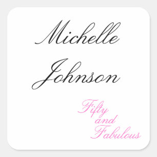 Fifty and Fabulous Pink 50th Birthday Party Square Sticker