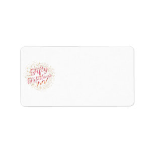 Fifty and Fabulous pink typography, gold sparkle Label