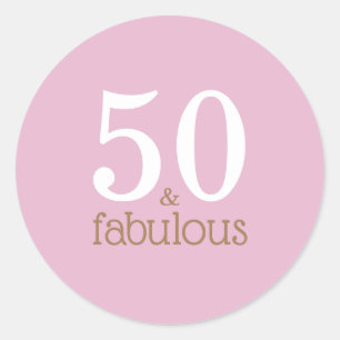 Fifty and Fabulous Purple Elegant Birthday Party Classic Round Sticker