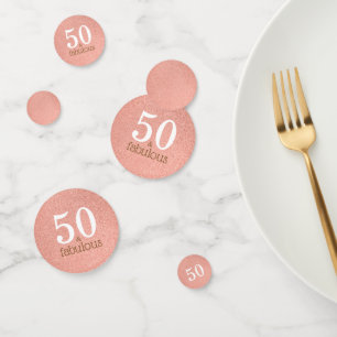 Fifty and Fabulous Rose Gold 50th Birthday Party Confetti