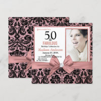 Fifty and Fabulous Rose gold damask |50th Birthday