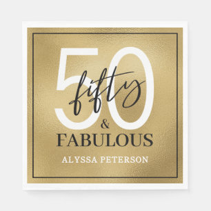 Fifty and Fabulous Script 50th Birthday Napkin