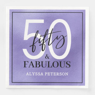 Fifty and Fabulous Script 50th Birthday Napkin