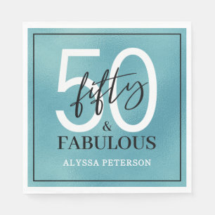 Fifty and Fabulous Script 50th Birthday Napkin