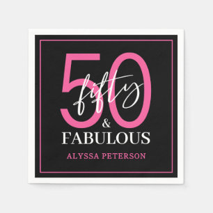 Fifty and Fabulous Script 50th Birthday Napkin