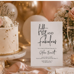 Fifty and Fabulous Script 50th Birthday Party Invitation