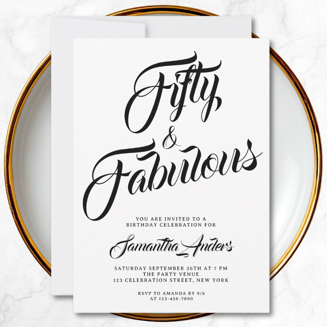 Fifty and Fabulous Script 50th Birthday Party Invitation (Creator Uploaded)