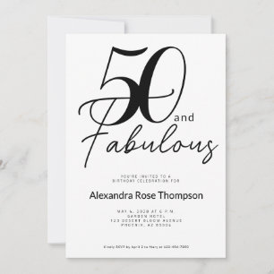 Fifty and Fabulous Script 50th Birthday Party Invitation