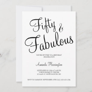 Fifty and Fabulous Script 50th Birthday Party Invitation